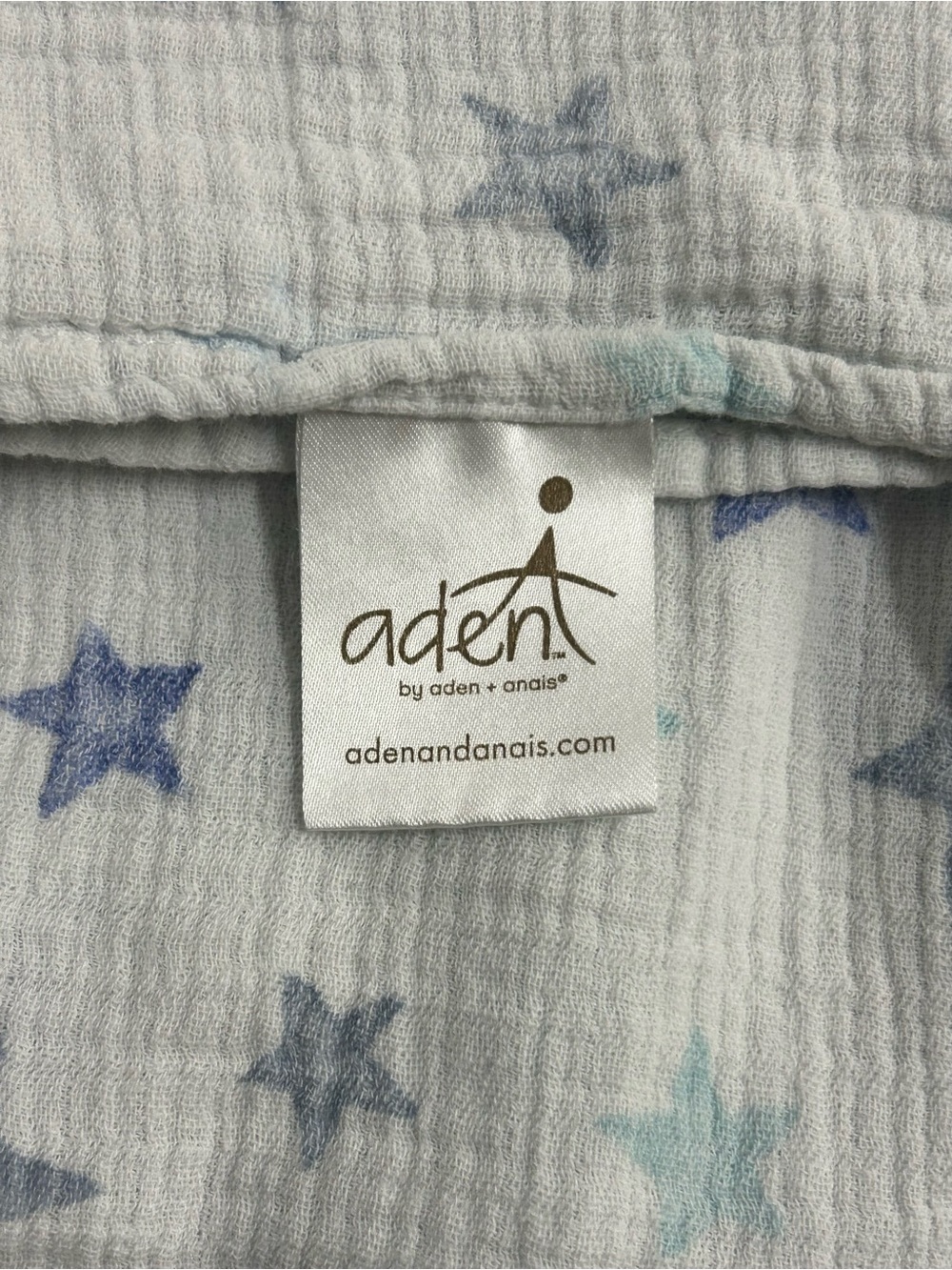 Aden & Anais Baby White & Blue Star Cotton Muslin Swaddle Blanket - Picture 2 of 3